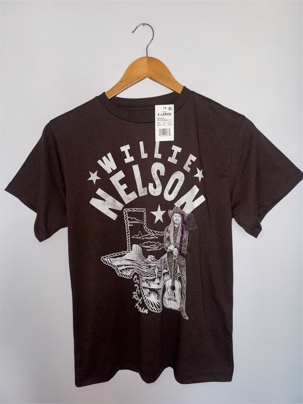 New Willie Nelson Graphic Short Sleeve Tee - Willie Nelson - Brown XL